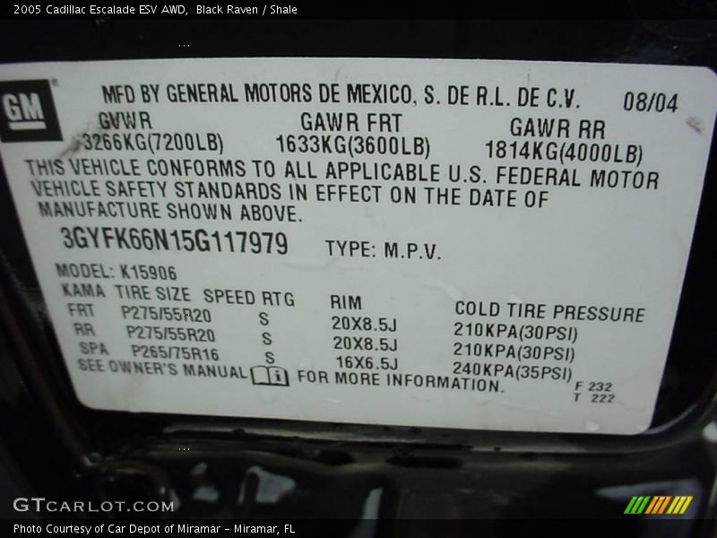 Black Raven / Shale 2005 Cadillac Escalade ESV AWD
