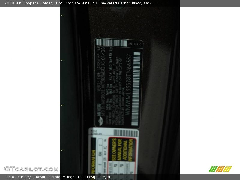 Hot Chocolate Metallic / Checkered Carbon Black/Black 2008 Mini Cooper Clubman