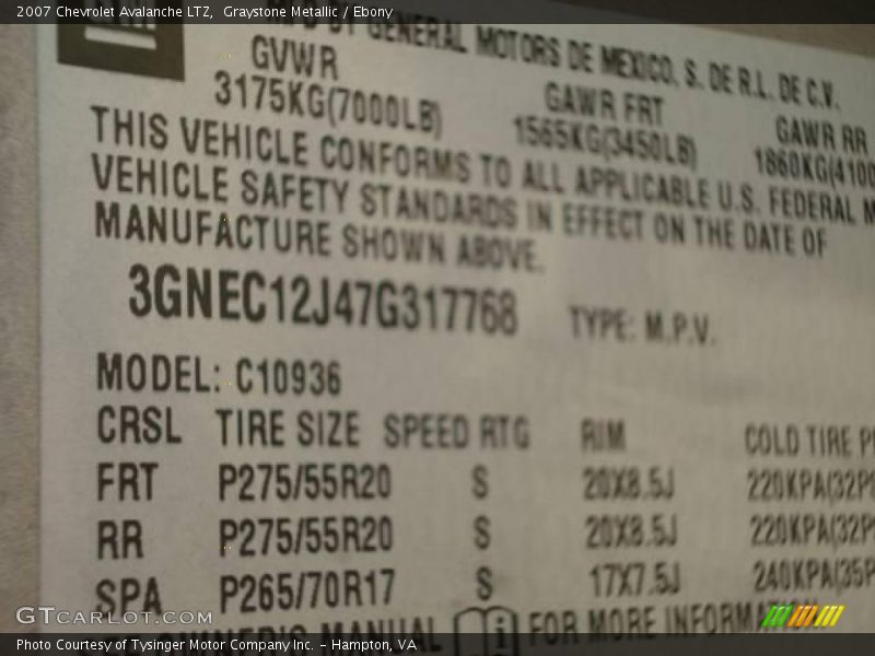 Graystone Metallic / Ebony 2007 Chevrolet Avalanche LTZ