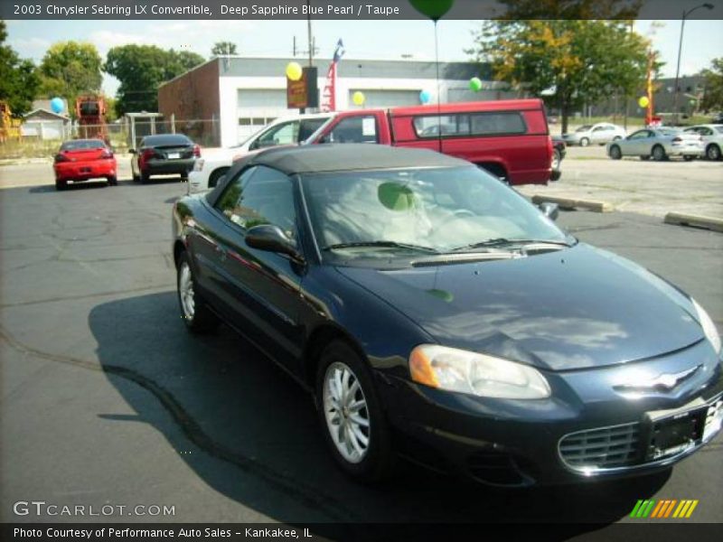 Deep Sapphire Blue Pearl / Taupe 2003 Chrysler Sebring LX Convertible