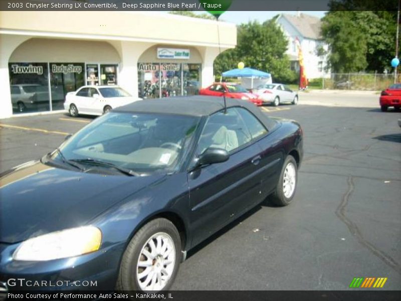 Deep Sapphire Blue Pearl / Taupe 2003 Chrysler Sebring LX Convertible