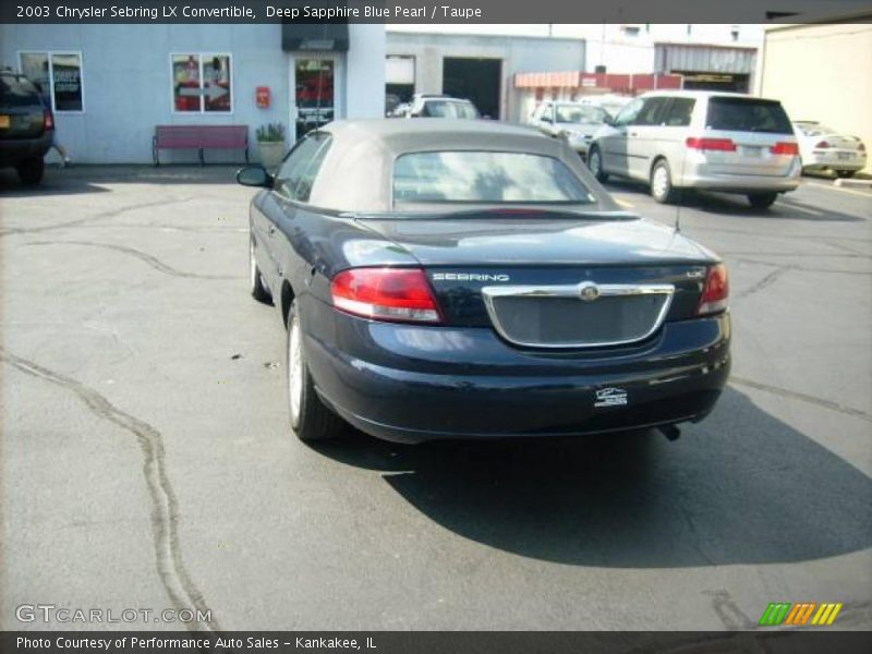 Deep Sapphire Blue Pearl / Taupe 2003 Chrysler Sebring LX Convertible