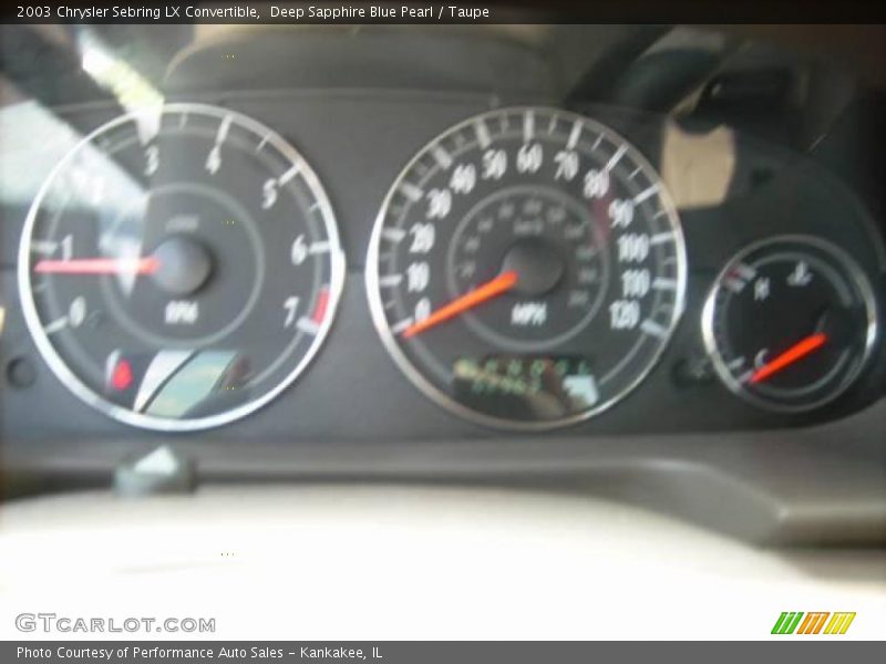 Deep Sapphire Blue Pearl / Taupe 2003 Chrysler Sebring LX Convertible