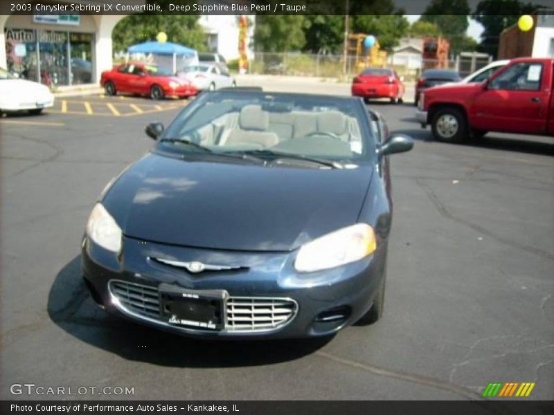 Deep Sapphire Blue Pearl / Taupe 2003 Chrysler Sebring LX Convertible