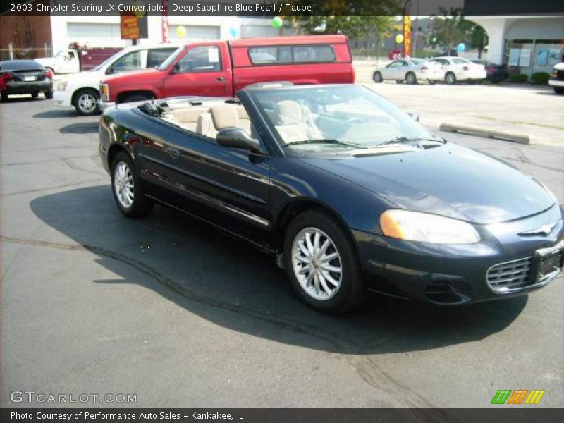 Deep Sapphire Blue Pearl / Taupe 2003 Chrysler Sebring LX Convertible