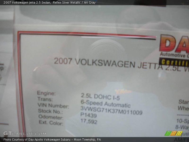 Reflex Silver Metallic / Art Gray 2007 Volkswagen Jetta 2.5 Sedan