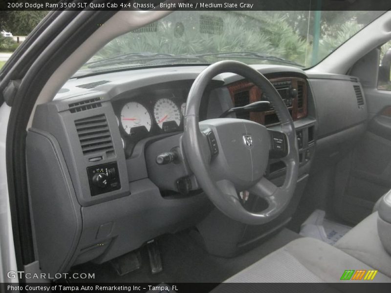 Bright White / Medium Slate Gray 2006 Dodge Ram 3500 SLT Quad Cab 4x4 Chassis
