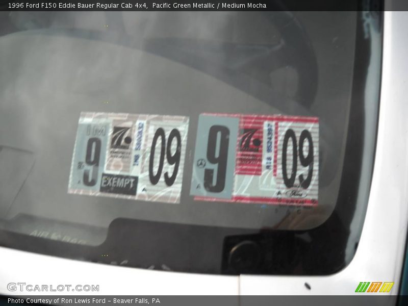 Pacific Green Metallic / Medium Mocha 1996 Ford F150 Eddie Bauer Regular Cab 4x4