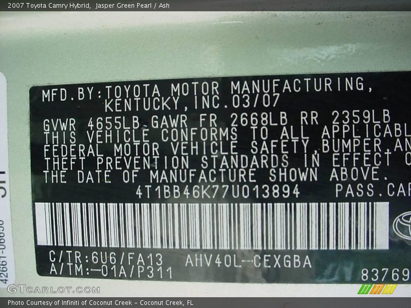 Jasper Green Pearl / Ash 2007 Toyota Camry Hybrid