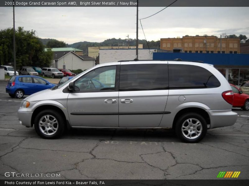 Bright Silver Metallic / Navy Blue 2001 Dodge Grand Caravan Sport AWD