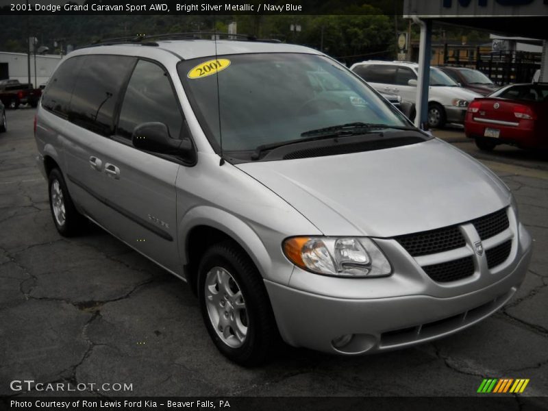Bright Silver Metallic / Navy Blue 2001 Dodge Grand Caravan Sport AWD
