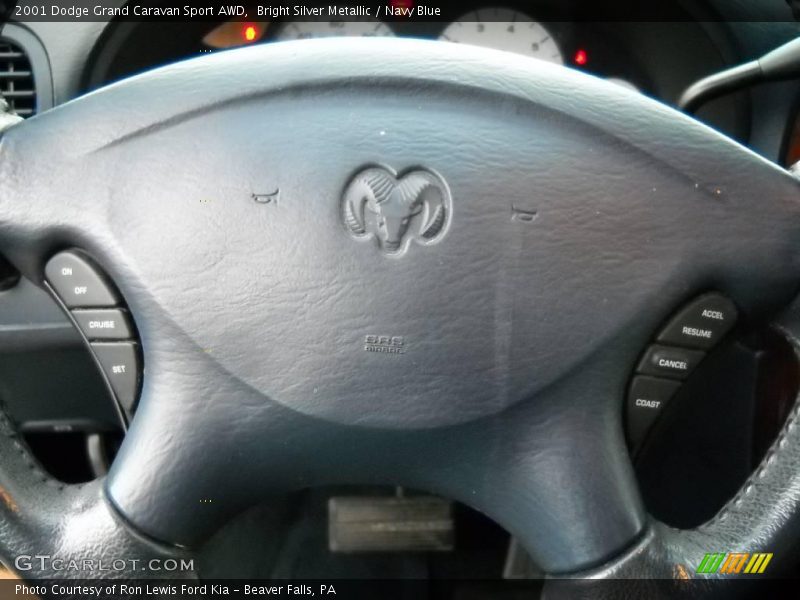 Bright Silver Metallic / Navy Blue 2001 Dodge Grand Caravan Sport AWD