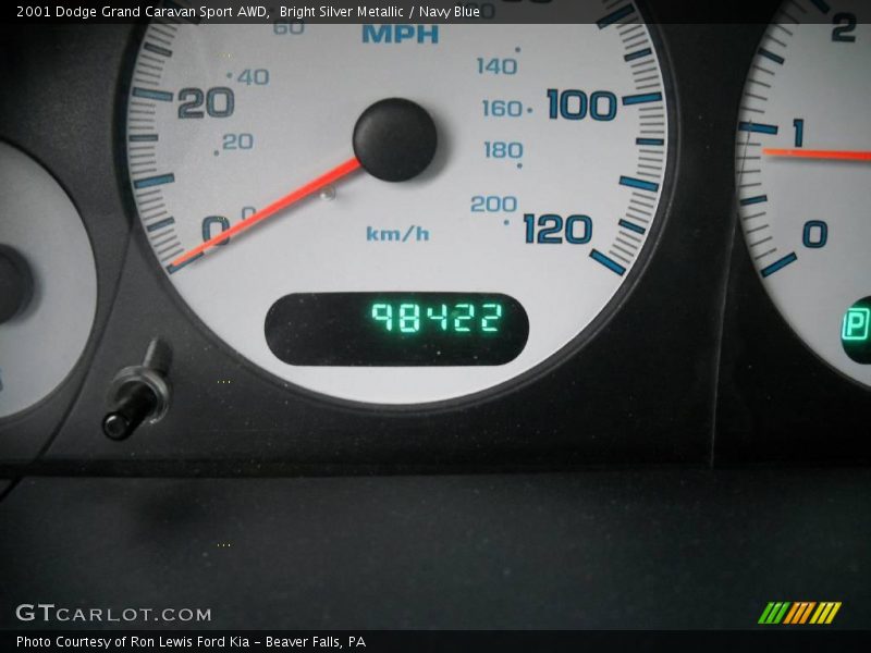 Bright Silver Metallic / Navy Blue 2001 Dodge Grand Caravan Sport AWD
