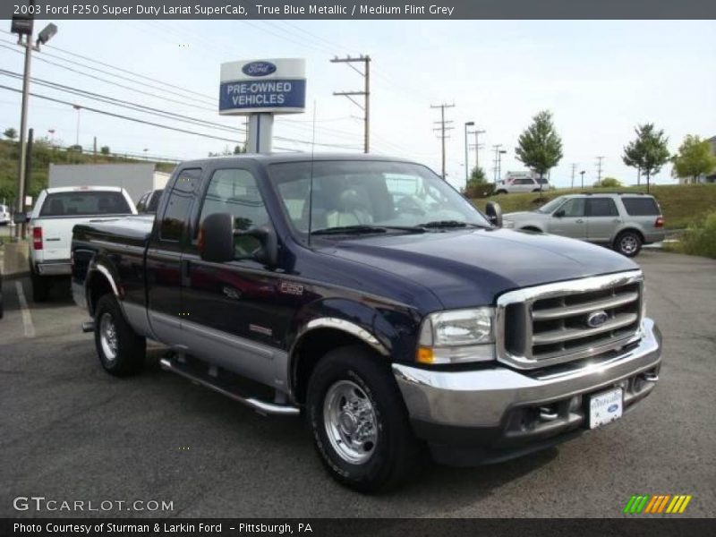 True Blue Metallic / Medium Flint Grey 2003 Ford F250 Super Duty Lariat SuperCab