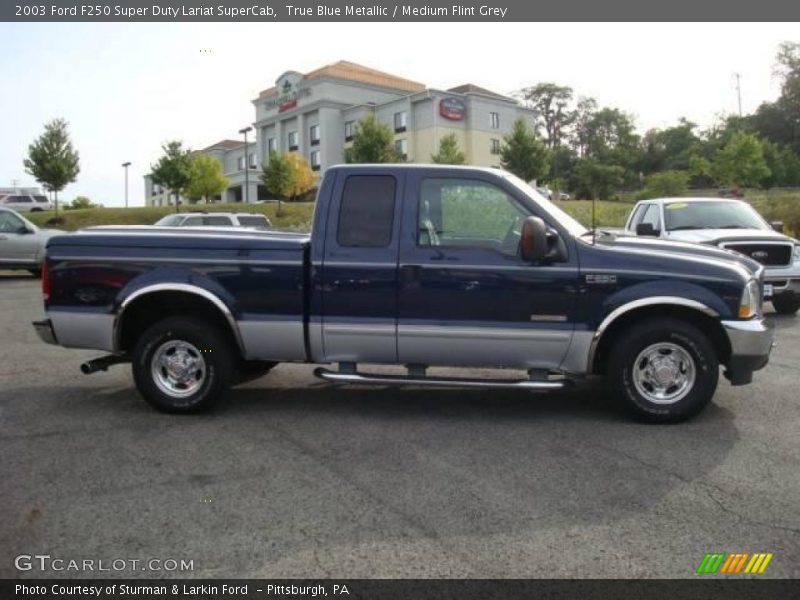 True Blue Metallic / Medium Flint Grey 2003 Ford F250 Super Duty Lariat SuperCab