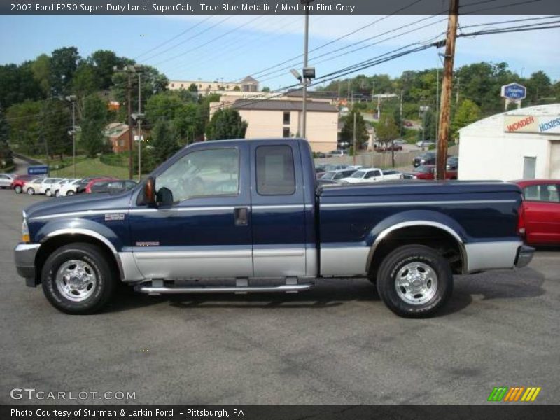 True Blue Metallic / Medium Flint Grey 2003 Ford F250 Super Duty Lariat SuperCab