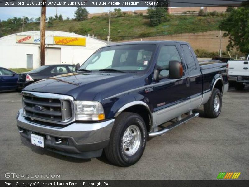 True Blue Metallic / Medium Flint Grey 2003 Ford F250 Super Duty Lariat SuperCab