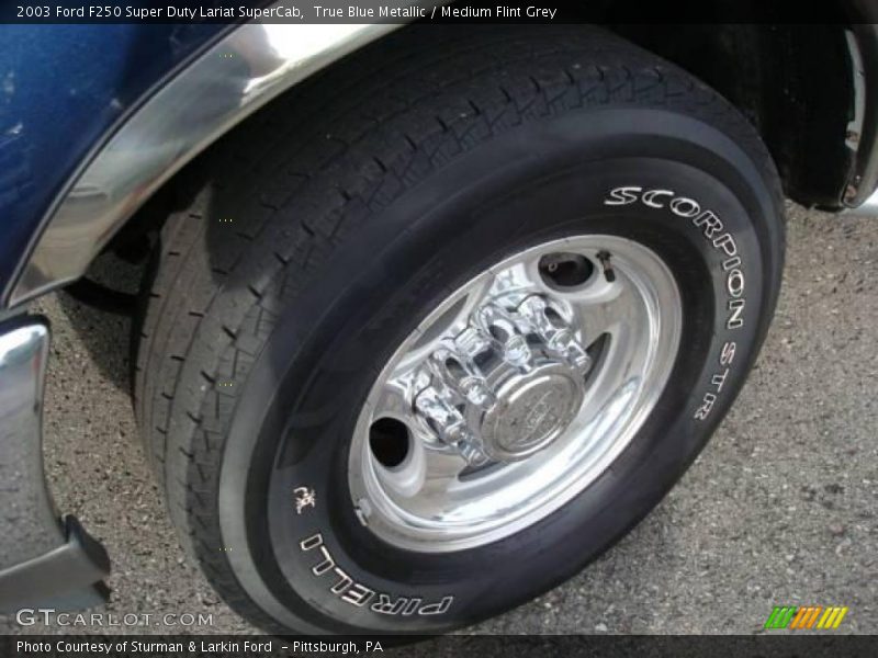 True Blue Metallic / Medium Flint Grey 2003 Ford F250 Super Duty Lariat SuperCab