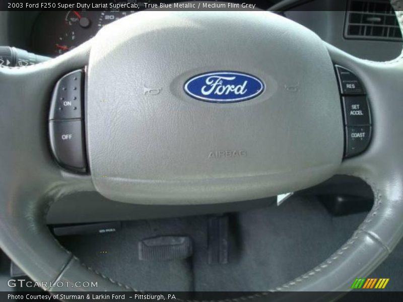True Blue Metallic / Medium Flint Grey 2003 Ford F250 Super Duty Lariat SuperCab