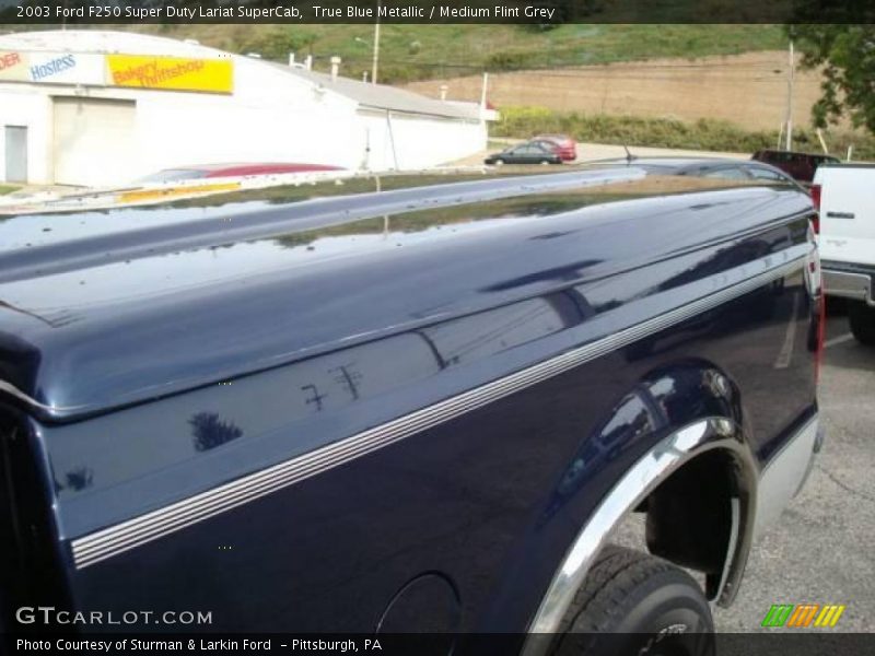 True Blue Metallic / Medium Flint Grey 2003 Ford F250 Super Duty Lariat SuperCab
