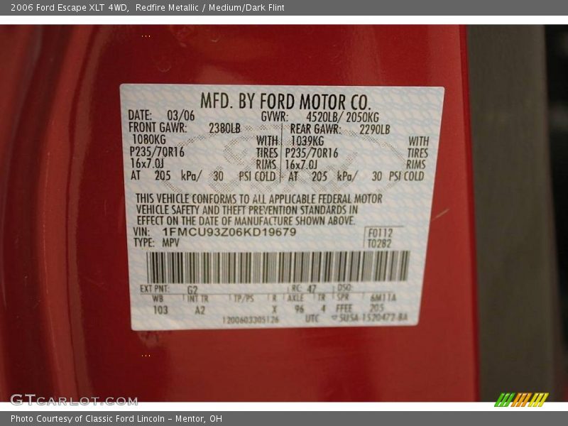 Redfire Metallic / Medium/Dark Flint 2006 Ford Escape XLT 4WD