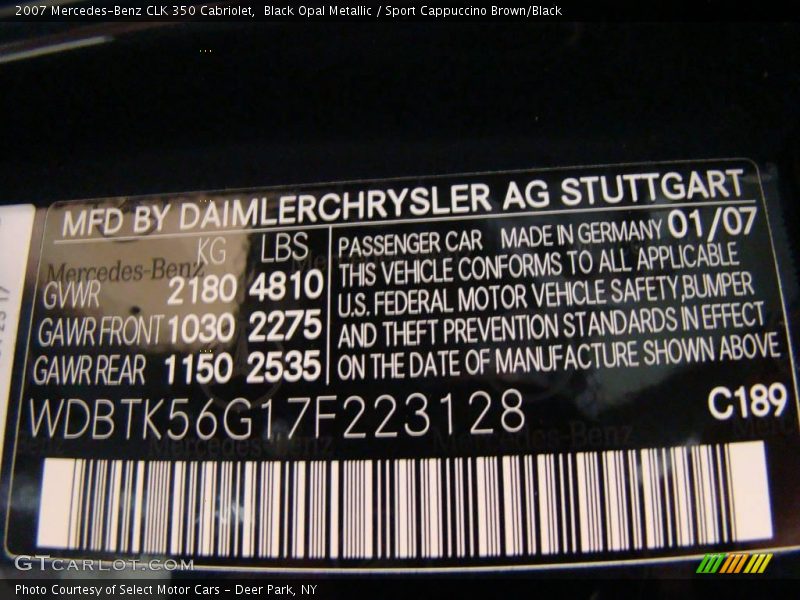 Black Opal Metallic / Sport Cappuccino Brown/Black 2007 Mercedes-Benz CLK 350 Cabriolet