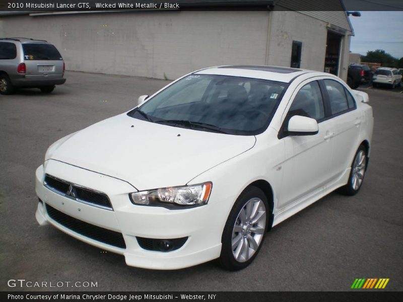 Wicked White Metallic / Black 2010 Mitsubishi Lancer GTS