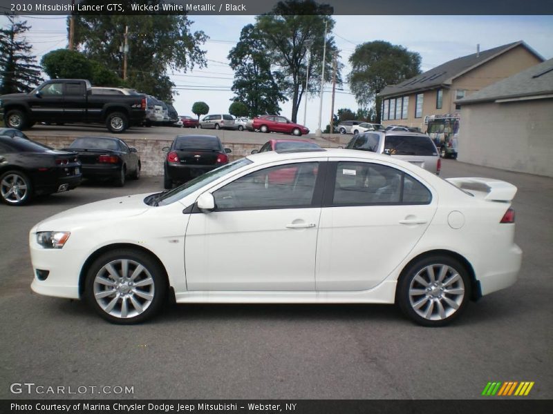 Wicked White Metallic / Black 2010 Mitsubishi Lancer GTS