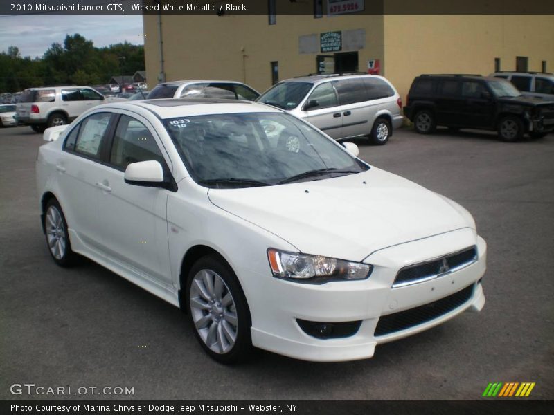 Wicked White Metallic / Black 2010 Mitsubishi Lancer GTS