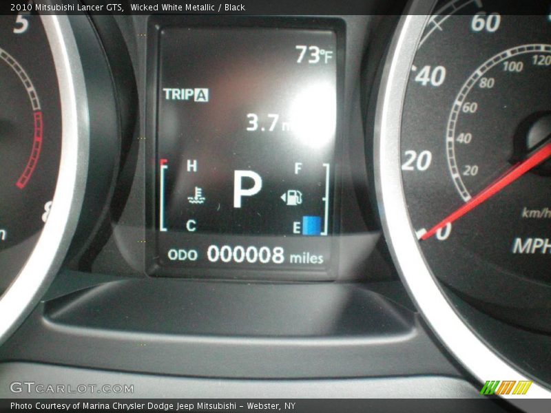 Wicked White Metallic / Black 2010 Mitsubishi Lancer GTS