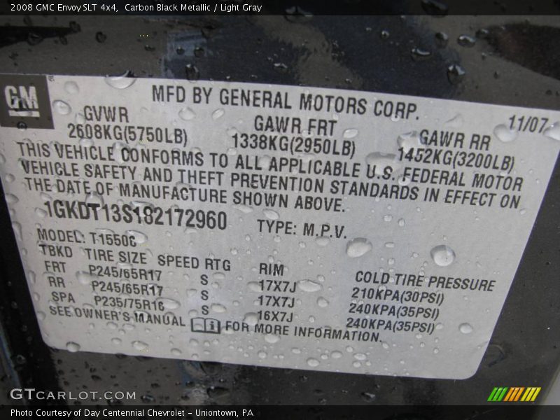 Carbon Black Metallic / Light Gray 2008 GMC Envoy SLT 4x4