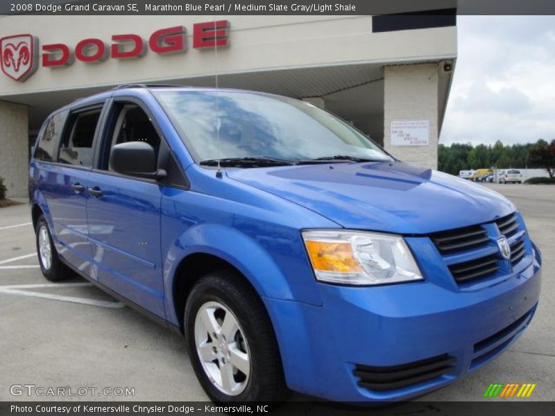 Marathon Blue Pearl / Medium Slate Gray/Light Shale 2008 Dodge Grand Caravan SE