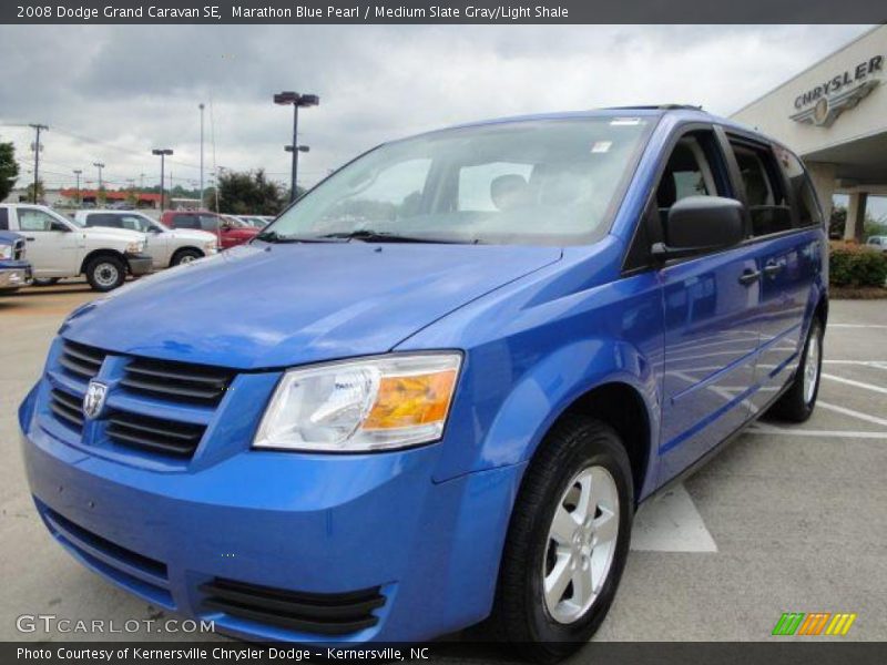 Marathon Blue Pearl / Medium Slate Gray/Light Shale 2008 Dodge Grand Caravan SE
