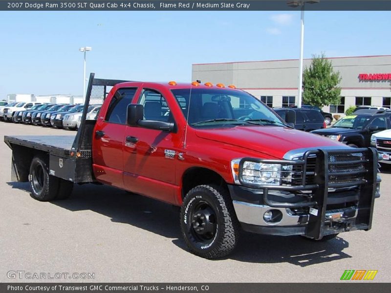 Flame Red / Medium Slate Gray 2007 Dodge Ram 3500 SLT Quad Cab 4x4 Chassis