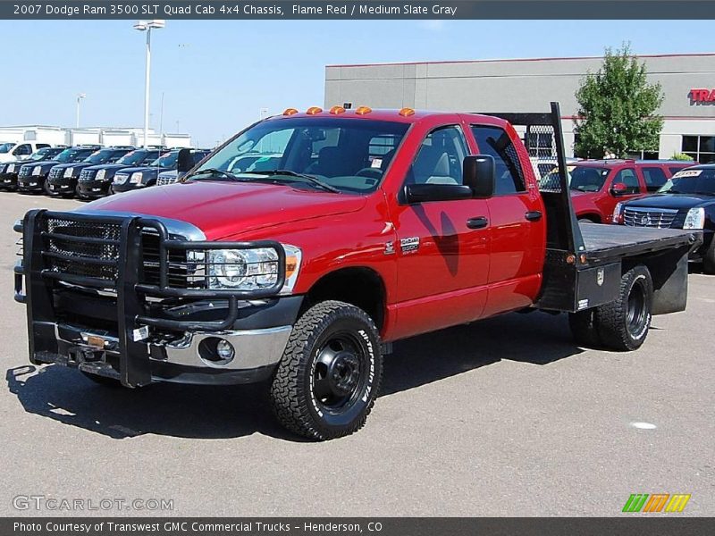 Flame Red / Medium Slate Gray 2007 Dodge Ram 3500 SLT Quad Cab 4x4 Chassis
