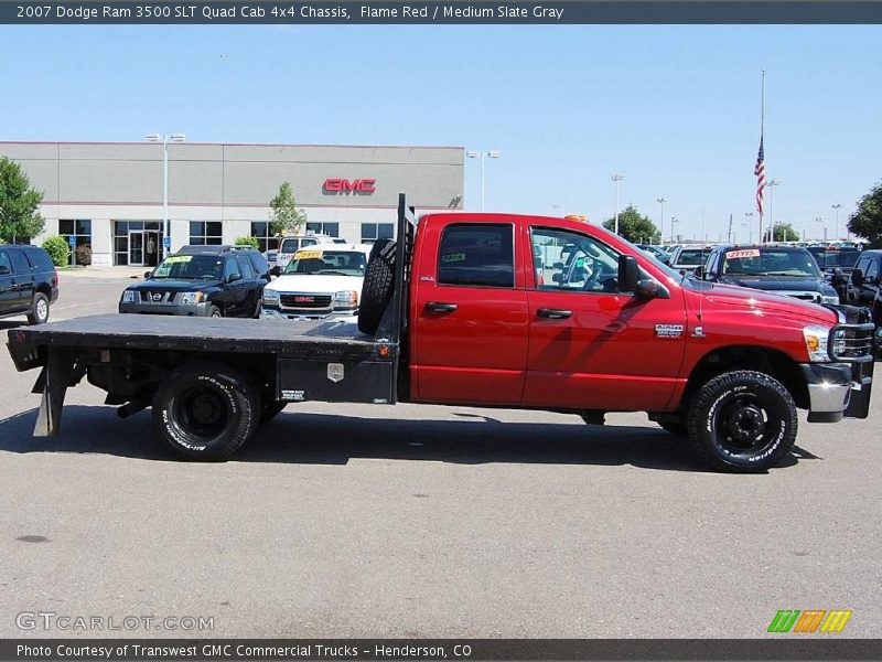 Flame Red / Medium Slate Gray 2007 Dodge Ram 3500 SLT Quad Cab 4x4 Chassis