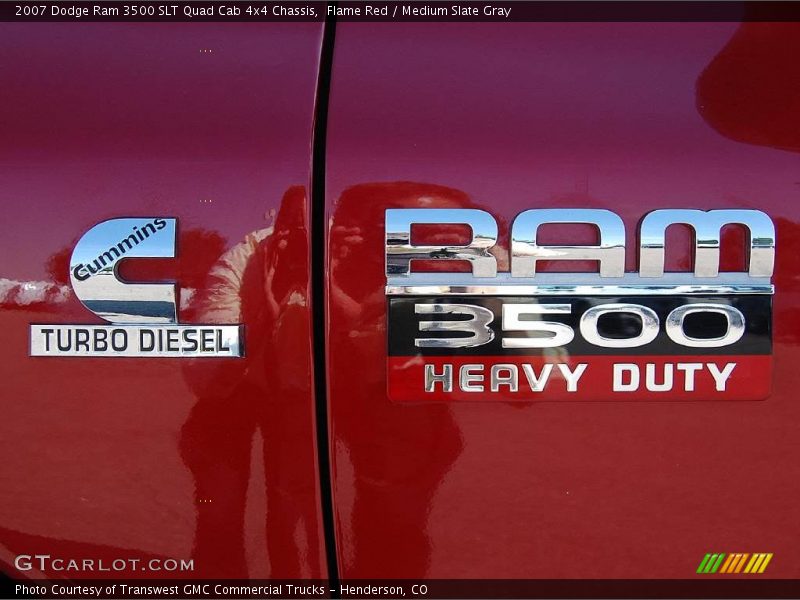 Flame Red / Medium Slate Gray 2007 Dodge Ram 3500 SLT Quad Cab 4x4 Chassis