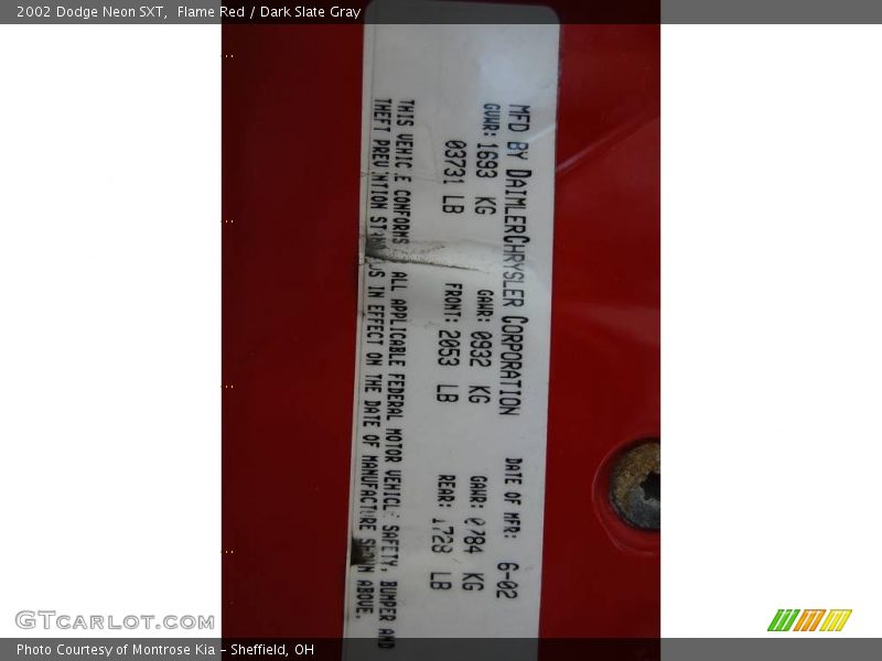 Flame Red / Dark Slate Gray 2002 Dodge Neon SXT