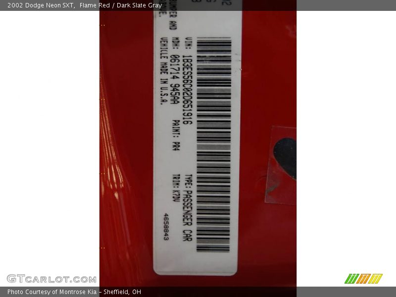 Flame Red / Dark Slate Gray 2002 Dodge Neon SXT