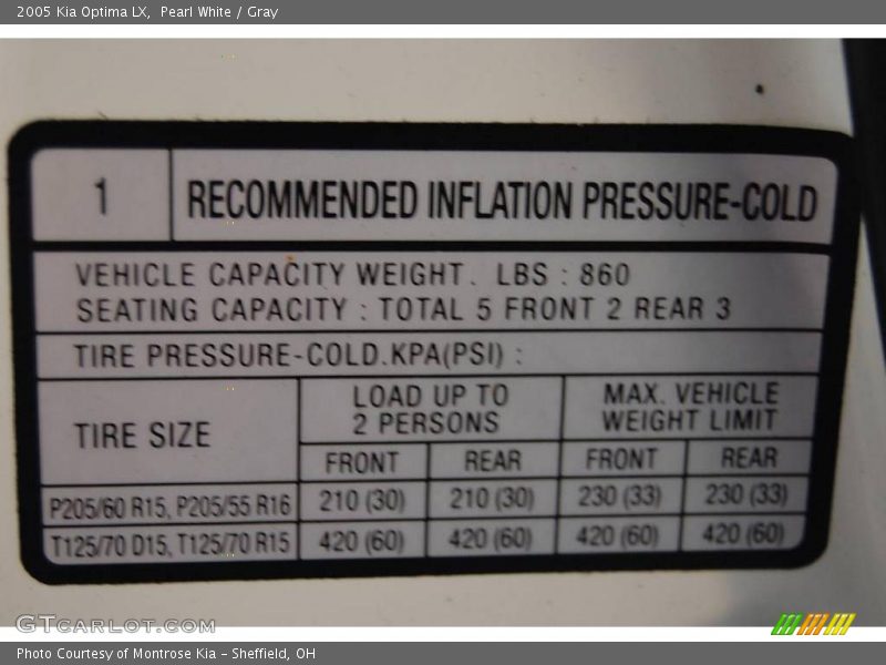Pearl White / Gray 2005 Kia Optima LX