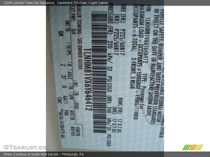 Cashmere Tri-Coat / Light Camel 2006 Lincoln Town Car Signature