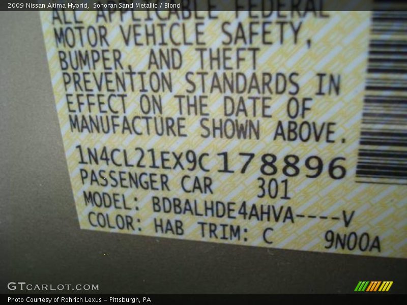 Sonoran Sand Metallic / Blond 2009 Nissan Altima Hybrid