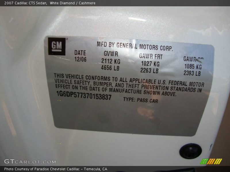 White Diamond / Cashmere 2007 Cadillac CTS Sedan
