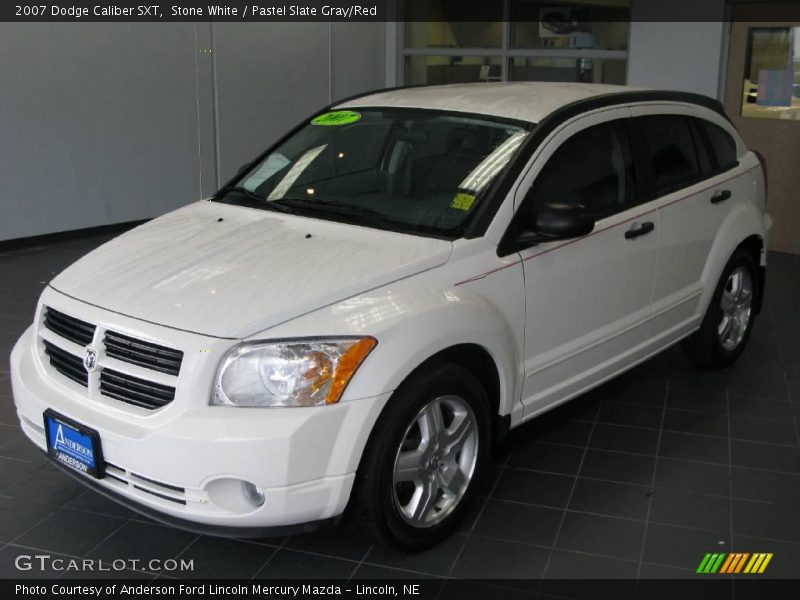 Stone White / Pastel Slate Gray/Red 2007 Dodge Caliber SXT