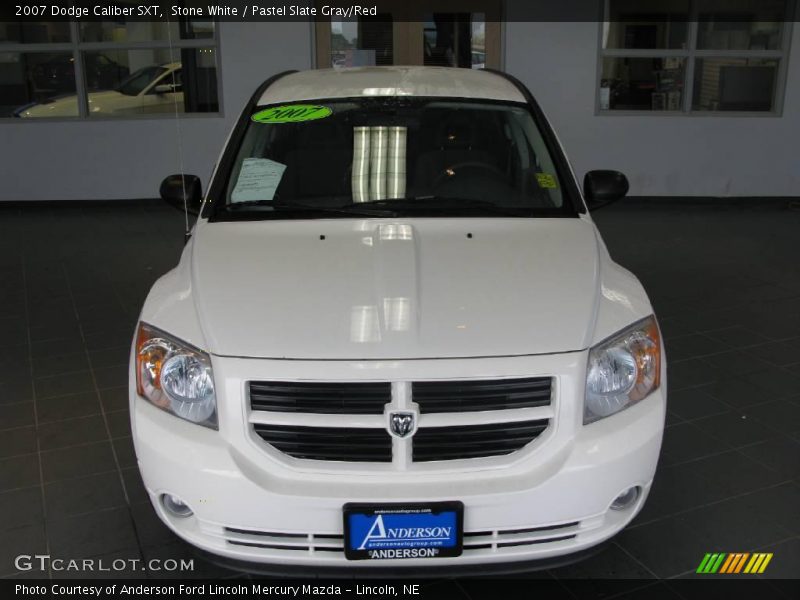 Stone White / Pastel Slate Gray/Red 2007 Dodge Caliber SXT