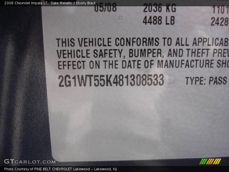 Slate Metallic / Ebony Black 2008 Chevrolet Impala LT