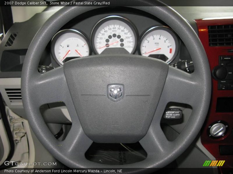 Stone White / Pastel Slate Gray/Red 2007 Dodge Caliber SXT