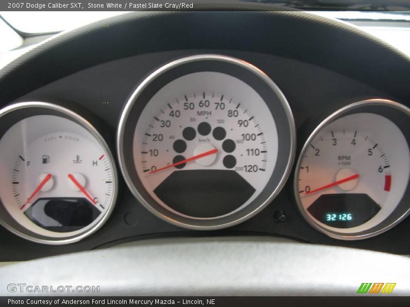Stone White / Pastel Slate Gray/Red 2007 Dodge Caliber SXT