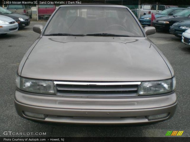 Sand Gray Metallic / Dark Red 1989 Nissan Maxima SE