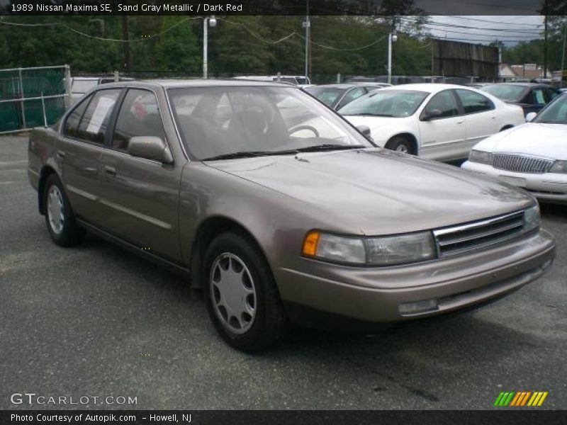 Sand Gray Metallic / Dark Red 1989 Nissan Maxima SE